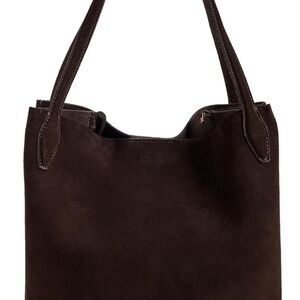 Madewell Women's Suede Soft Grain Shopper Tote! Elegant Brown Suede Tote Bag.